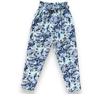 Vintage paper bag pants with high waist floral print, size large